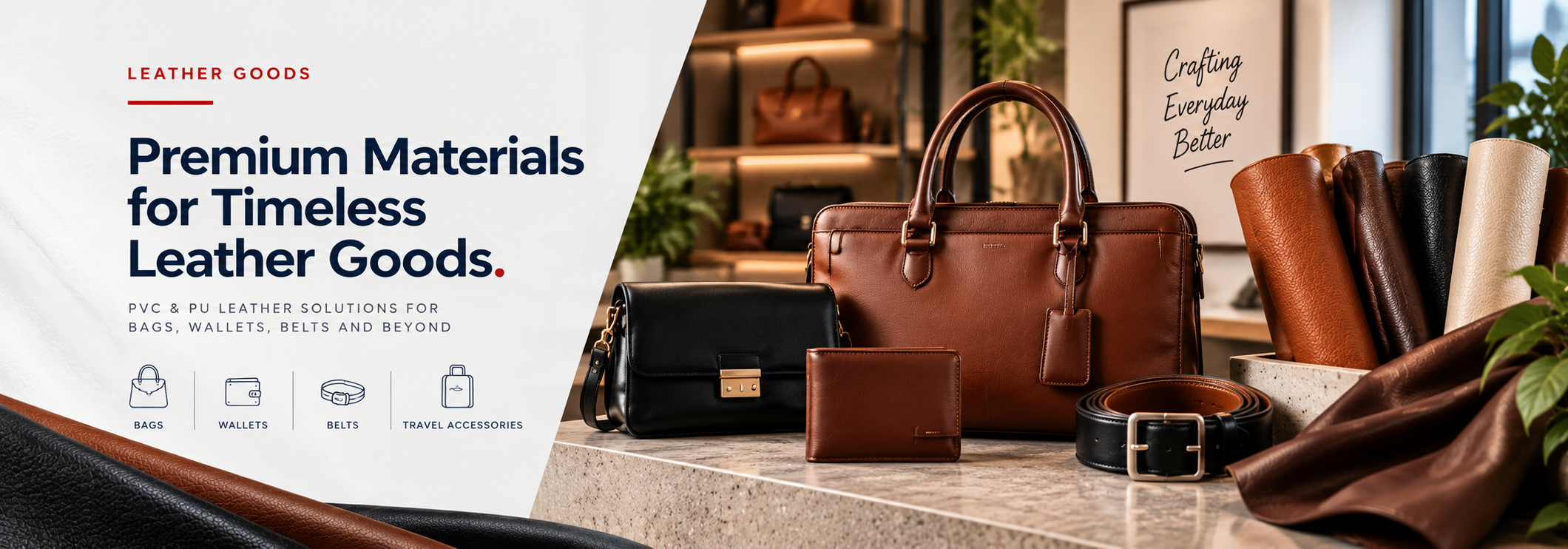 Premium PVC and PU leather solutions for leather goods