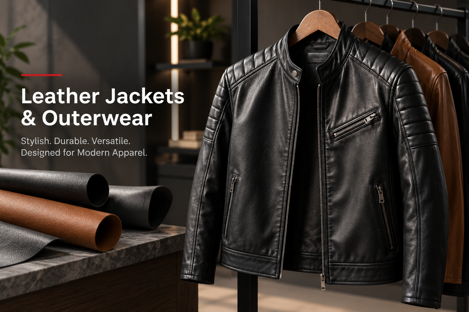 PVC and PU leather for jackets and outerwear