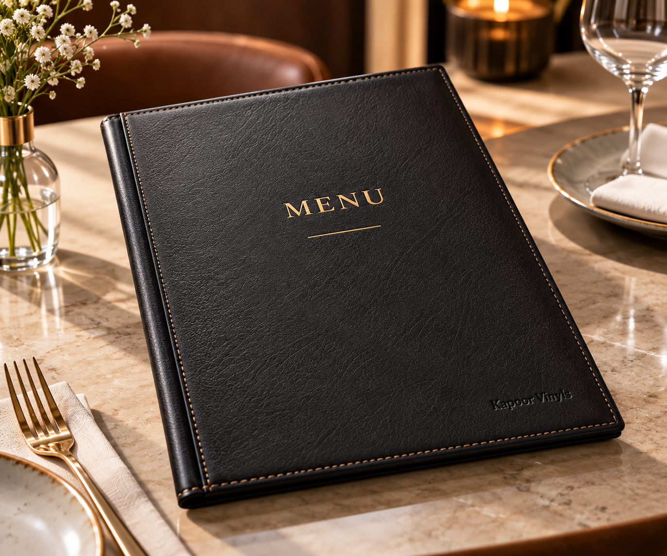 Premium PVC and PU leather menu covers