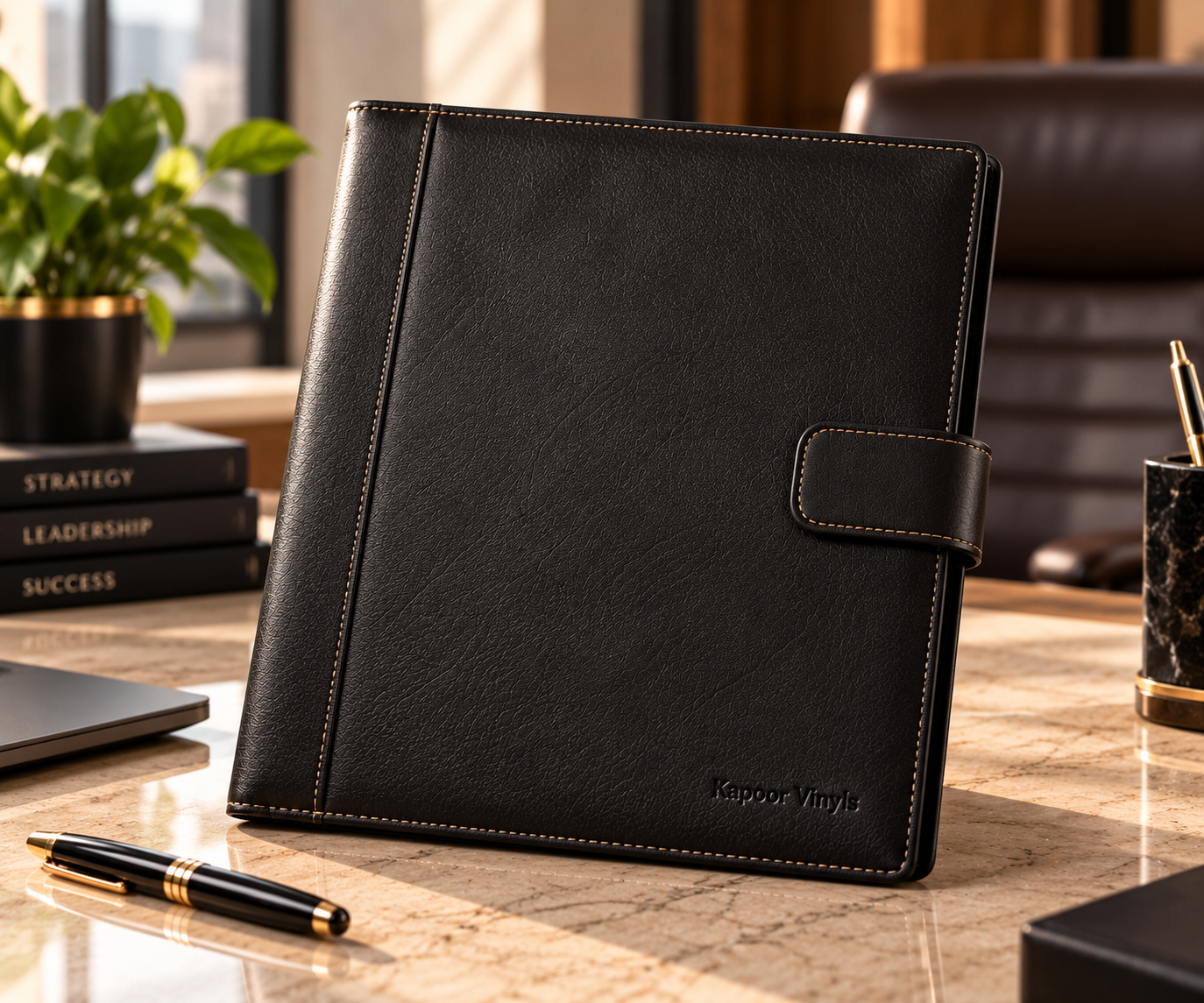 Executive folder made with premium PVC and PU leather